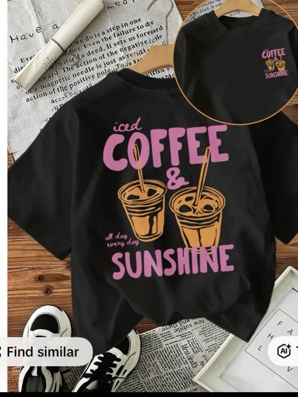Iced Coffee & Sunshine Graphic Tee - Black